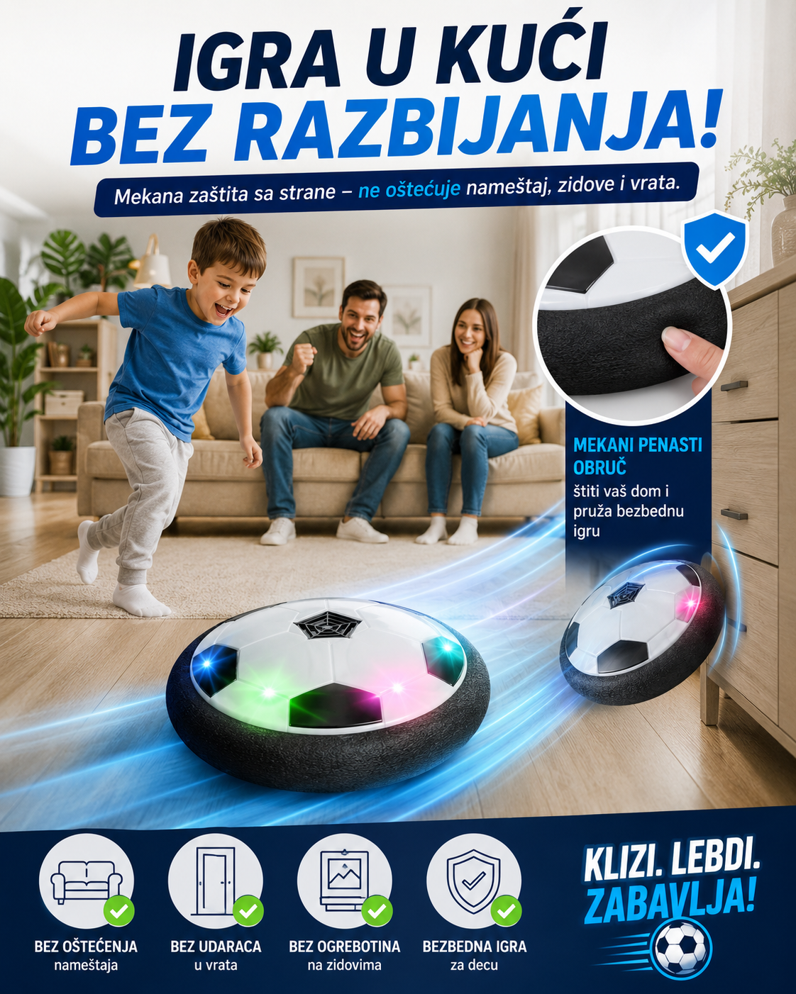 HoverBall- Lebdeca Lopta-Igraj Fudbal u Kuci Bez Razbijanja!
