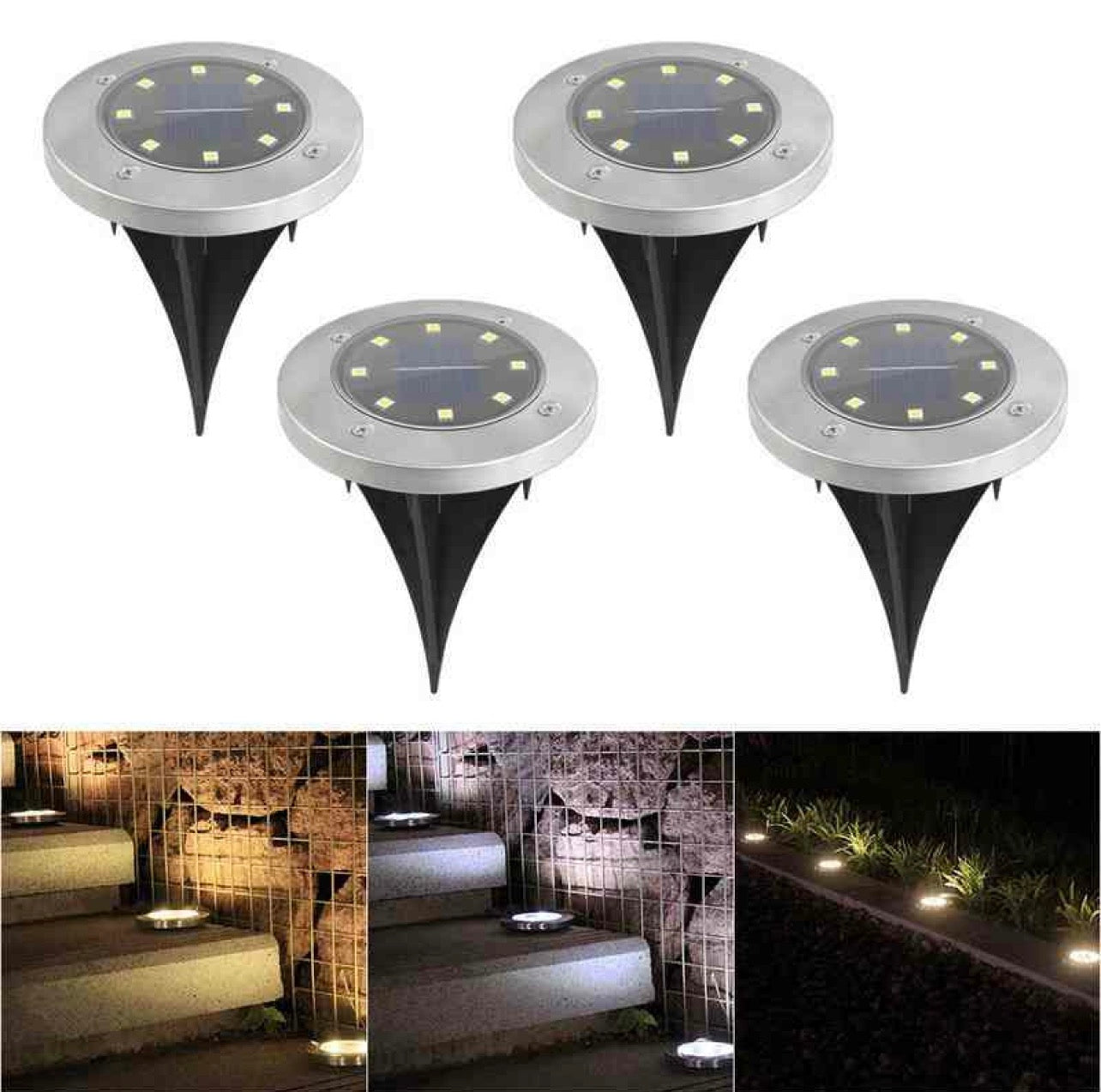 DISK LAMPE – Baštenske solarne disk ubodne lampe 4 komada