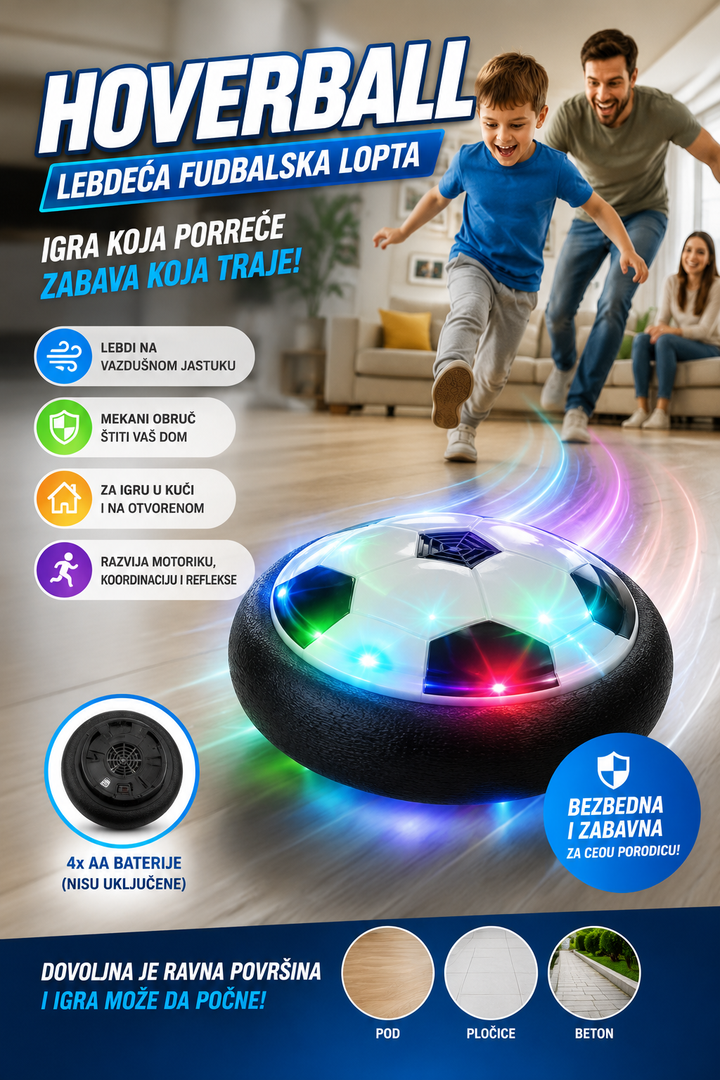 HoverBall- Lebdeca Lopta-Igraj Fudbal u Kuci Bez Razbijanja!