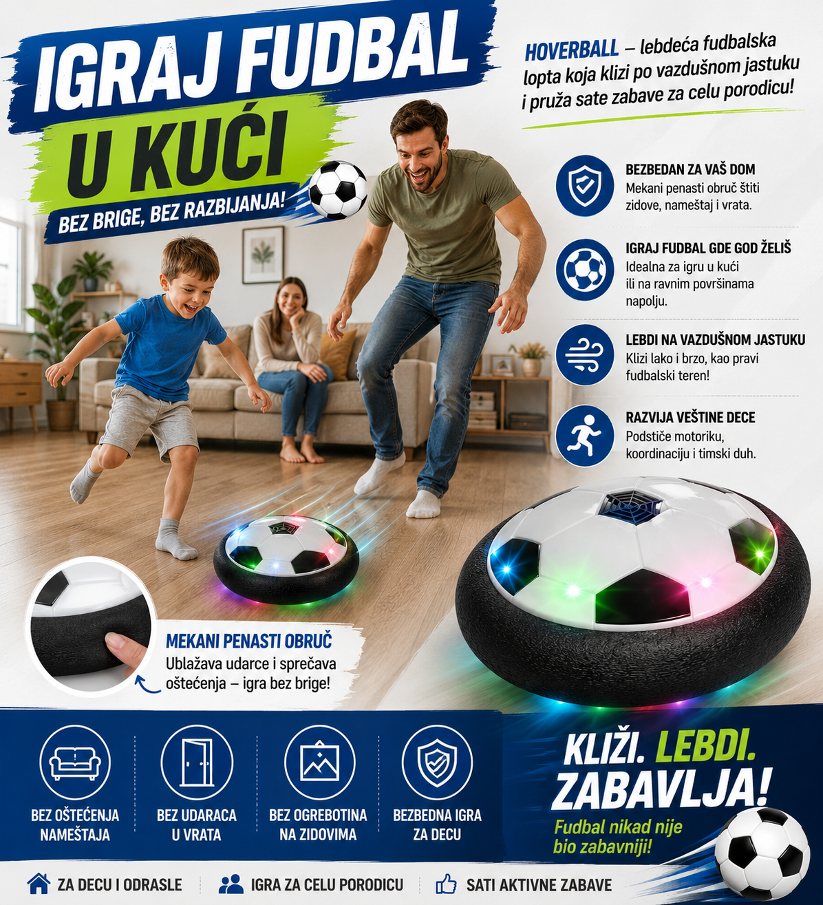 HoverBall- Lebdeca Lopta-Igraj Fudbal u Kuci Bez Razbijanja!