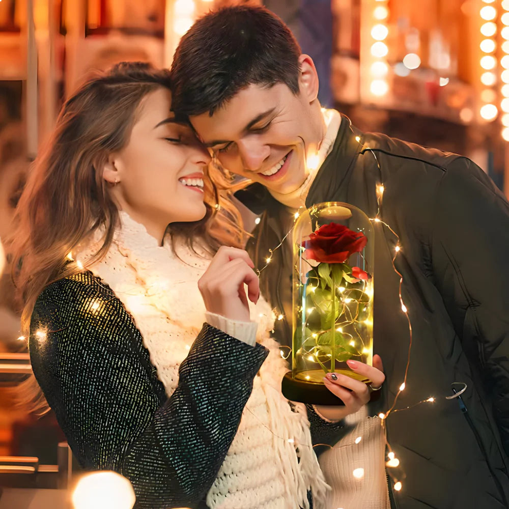 Večna Svetleća Ruža u Staklenom Zvonu – Simbol Ljubavi koji Traje Zauvek ✨🌹 50% popusta !