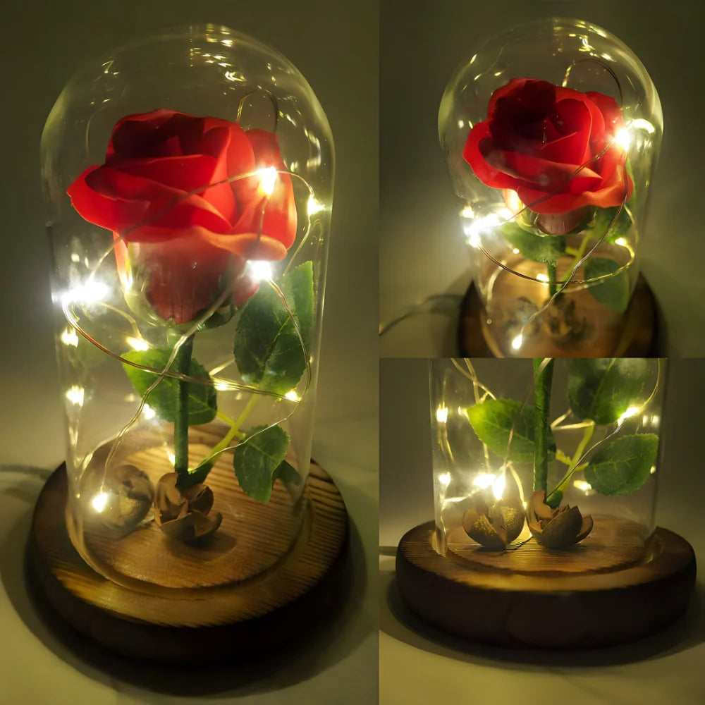 Večna Svetleća Ruža u Staklenom Zvonu – Simbol Ljubavi koji Traje Zauvek ✨🌹 50% popusta !