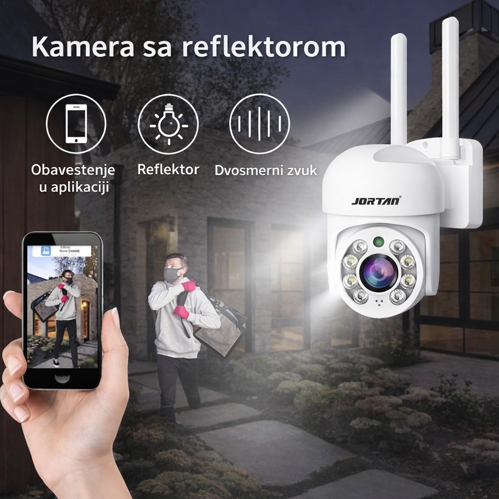 FULL HD WiFi Kamera za Dvorište – 360° Kontrola + Mikrofon+Aplikacija